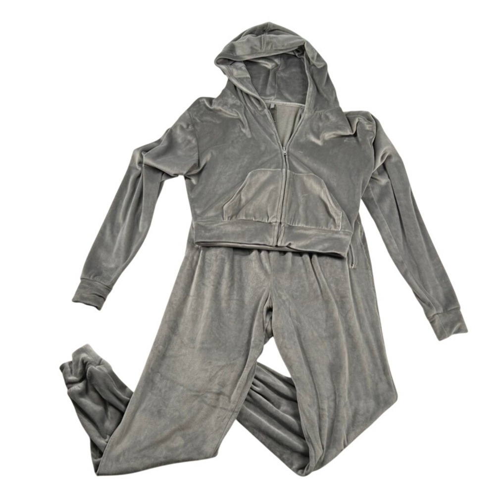 Skims Velour Track Suit Womens M Cropped Zip Hoodie Joggers Lounge Streetwear